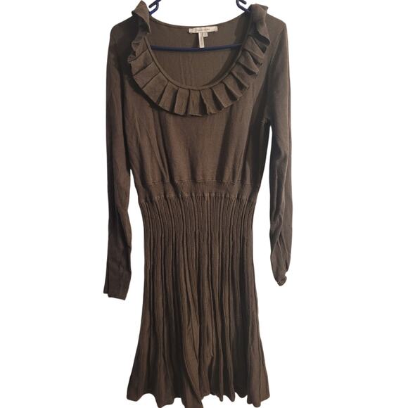 Max & Cleo Dark Olive Knit Ruffle Maxi Dress XL Coquette Modest Prairiecore - Picture 9 of 10